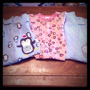 Baby girls fleece footie pajamas lot